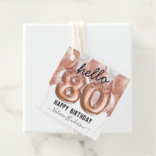 80e verjaardag Roze ballonnen Bedankjes Labels (In situ)