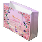 80e verjaardag roze vioolvogel groot cadeauzakje (Voorkant Gekanteld)