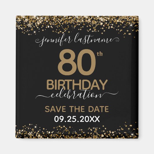 80e verjaardag Sparen de Magnet van de Datum Magneet (Voorkant)