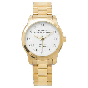80e verjaardag tachtig zwart grappig goud horloge