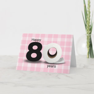 80e verjaardag toiletpapierrol op geruit kaart