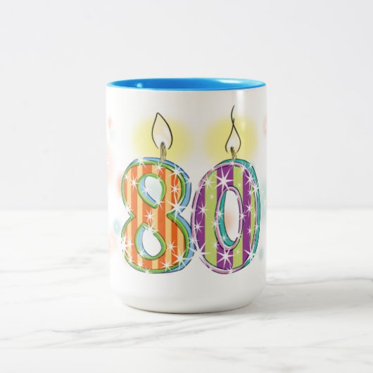 80e verjaardag tweekleurige koffiemok (Center)
