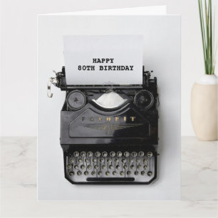 80E VERJAARDAG typemachine Wenskaart Kaart
