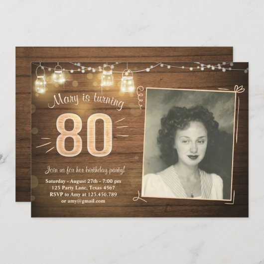 80e verjaardag uitnodiging  80 jaar (Voorkant / Achterkant)