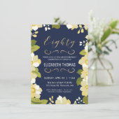 80e verjaardag Uitnodiging, Aanpassing Floral met  Kaart (Staand voorkant)