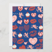 80e verjaardag uitnodiging Blue Schattige Hearts (Achterkant)