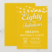80e verjaardag uitnodiging geel fabulous (Voorkant / Achterkant)