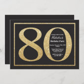 80e verjaardag uitnodiging Gold Glitter Chalkboard (Voorkant / Achterkant)