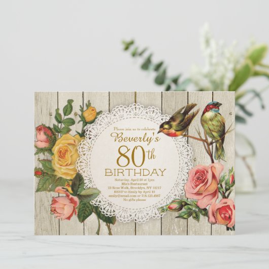 80e verjaardag Uitnodiging Uitnodiging Uitgebreide (Staand voorkant)