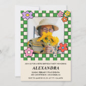 80e verjaardag uitnodigingen Retro Groovy Bloemen (Voorkant)