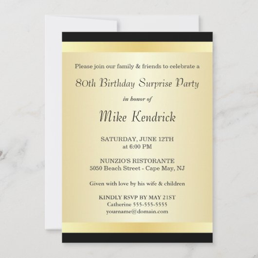 80e verjaardag Uitnodigingen van de Partij van de (Achterkant)