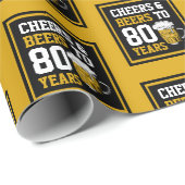 80e verjaardag van de Cheers & Beers tot 80 jaar Cadeaupapier (Rol Hoek)