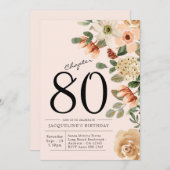 80e verjaardag van de uitnodiging van Floral (Voorkant / Achterkant)