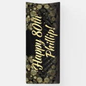 80e verjaardag van Gold/Black Bokeh Spandoek (Verticaal)