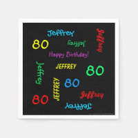 80e verjaardag van herhaalde namen, zwart papier