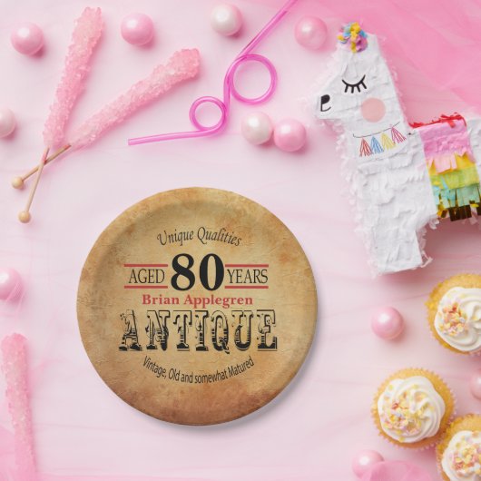 80e verjaardag van oud, Antiek en  design Papieren Bordje (Feest)