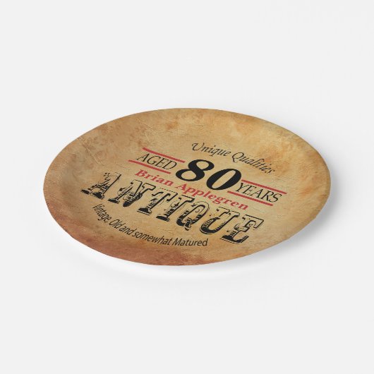 80e verjaardag van oud, Antiek en  design Papieren Bordje (Gekanteld)