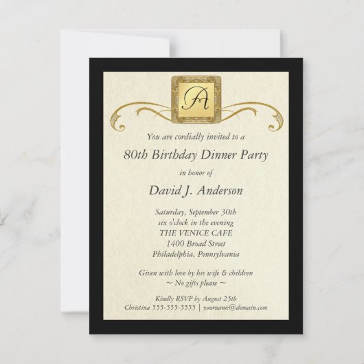 80e verjaardag van uitnodigingen van de Partij voo (Achterkant)