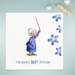 80e Verjaardag Waterverf Bloemen Grootmoeder Servet