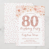 80e verjaardag - White Rose Gold Kaart (Voorkant / Achterkant)