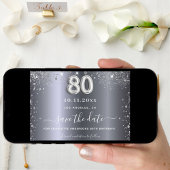 80e verjaardag zilverglitter elegant save the date