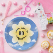 80e verjaardag Zomerzon en bewolking Papieren Bordje (Feest)
