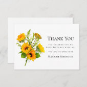 80e verjaardag zonnebloem boeket gepersonaliseerd bedankkaart (Voorkant / Achterkant)