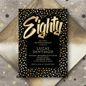 80e verjaardag Zwart Goud Confetti Kaart