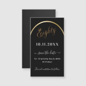 80e verjaardag zwart goud Save the Date magneet (Voorkant / Achterkant)