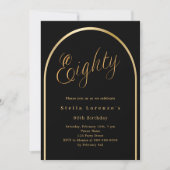 80e verjaardag Zwart Gouden Ark Elegant script Kaart (Voorkant)