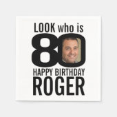 80e verjaardag zwart, kijk 80 aangepaste foto en n servet (Voorkant)