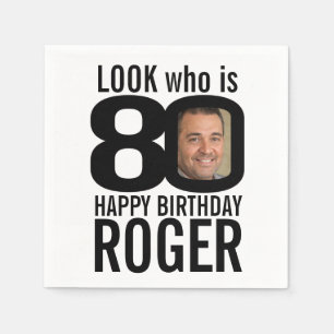 80e verjaardag zwart, kijk 80 aangepaste foto en n servet