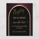 80e verjaardag zwarte Bourgogne Bewaar de datumkaa (Voorkant)