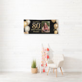 80e verjaardag Zwarte en gouden ballonnen Foto Spandoek (Insitu)