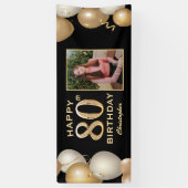 80e verjaardag Zwarte en gouden ballonnen Foto Spandoek (Verticaal)