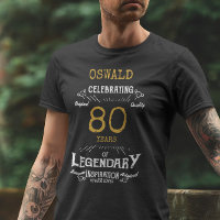 80e verjaardag zwarte witte gouden Mannen T-shirt
