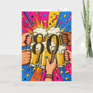 80e verjaardagsbiertost in Pop Art Kaart