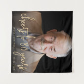 80e Verjaardagsfeest Foto Gold Script Cheers Wandkleed (Voorkant (horizontaal))