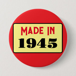 80e Verjaardagsfeest geboren 1945 80 pin Ronde Button 7,6 Cm