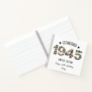 80e verjaardagsfeest Photo Collage Opgericht 1945 Notitieboek