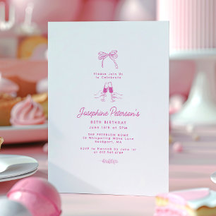 80e verjaardagsfeest roze grillige Dainty Doodle Kaart