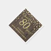 80e Verjaardagsfeest Rustiek Hout en Gouden Diaman Servet (Hoek)