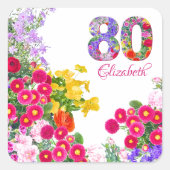 80e verjaardagsfeestje bloemenboeket stickers (Voorkant)
