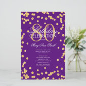 80e Verjaardagsprogramma Gouden Paarse Glitter w / (Staand voorkant)