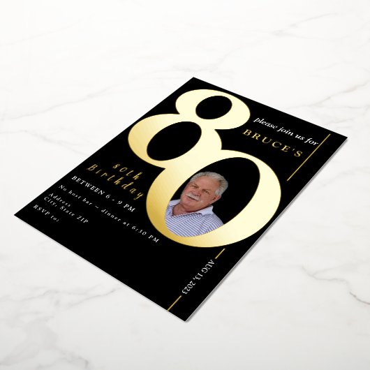 80e Verjaardagsviering Feest Folie Uitnodiging (Gedraaid)