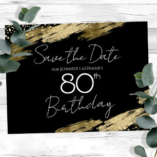 80e verlichtingspartij Goud Zwart Save the Date Briefkaart