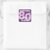 80e VERRASSING Verjaardag Paarse Vuurwerk V05 Vierkante Sticker (Tas)