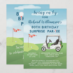 80e Verrassingsfeest Mannen golfthema Kaart