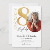 80ème anniversaire d'or Invitation avec photo (Devant)