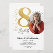 80ème anniversaire d'or Invitation avec photo (Devant / Derrière)